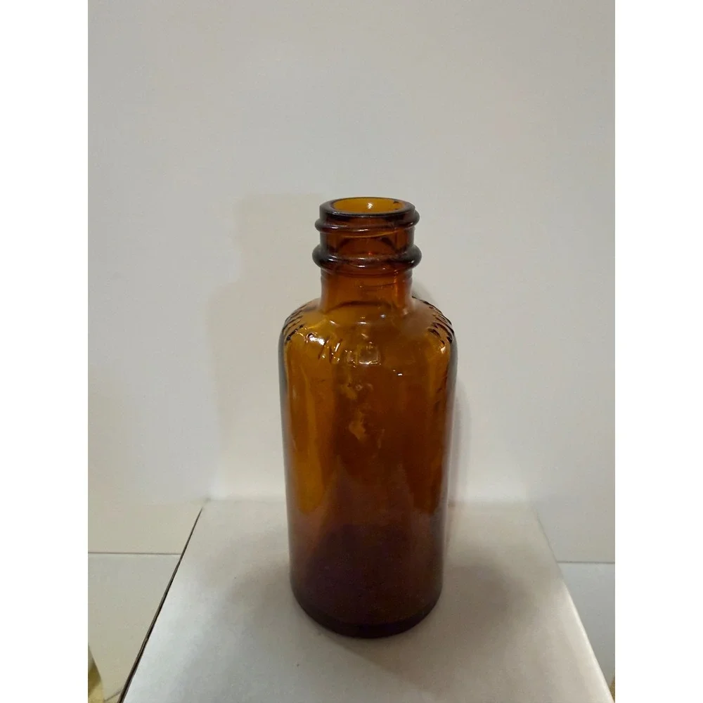 Vintage Hoppes No 9 Amber Glass Apothecary Bottle Embossed Pharmaceutical